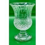 Scottish WW1  crystal cut thistle vase with motto “A WEE DEOCH AN DORRIS”