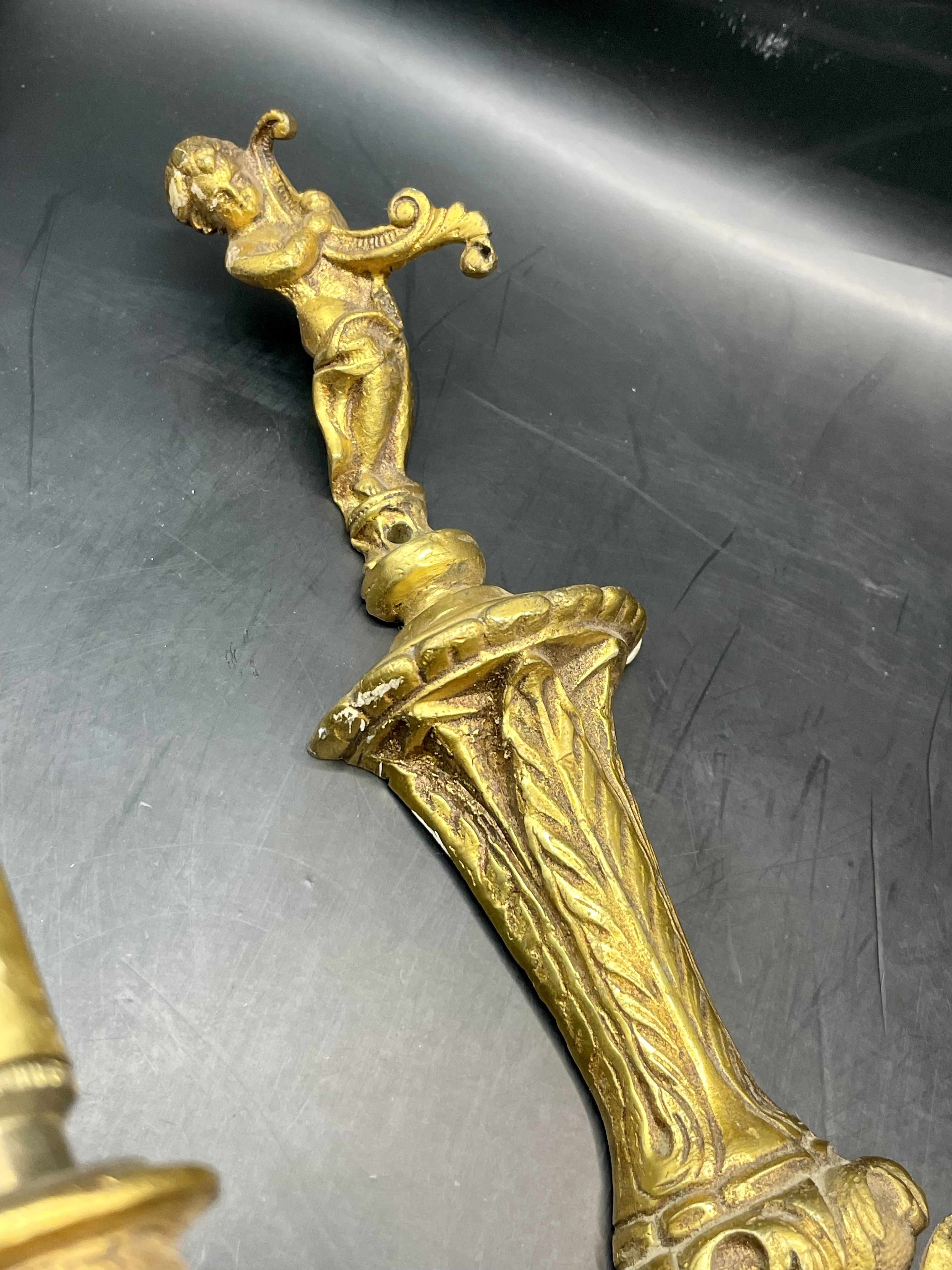 Stunning Ornate 1780-1820s Gold guild on bronze sconce with Georgian design  - Image 6 of 13