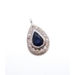 14K GOLD - SAPPHIRE & DIAMOND PENDANT