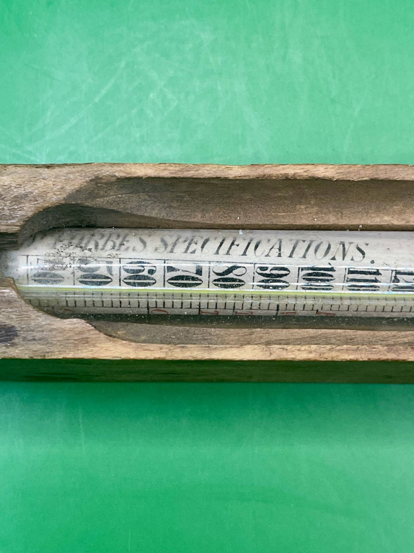 An antique bath wood and glass water thermometer.  Great condition.  - Image 6 of 7