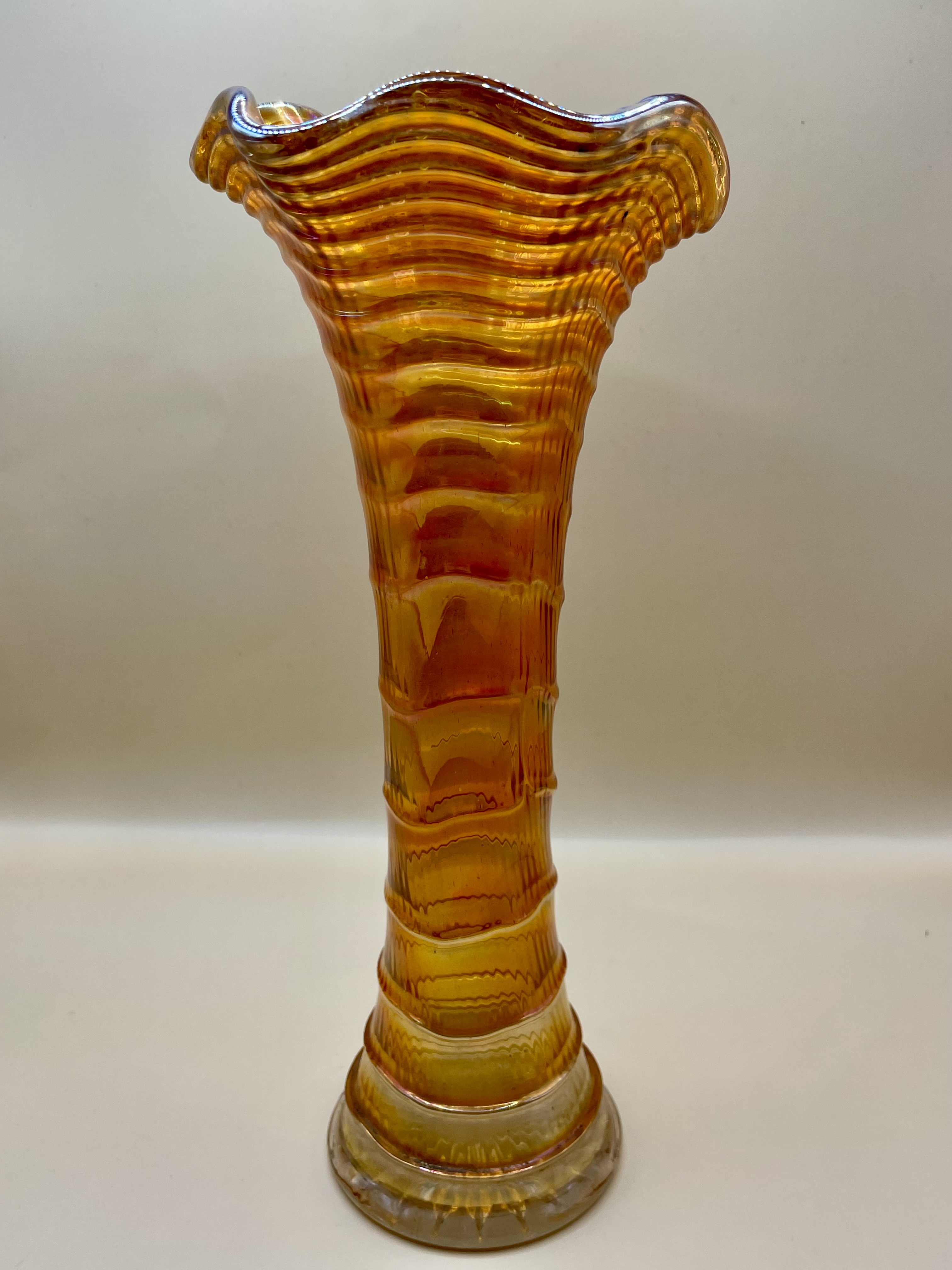 Tall Victorian Carnival Fentons Tall glass vase. Excellent condition.&nbsp; - Image 2 of 6