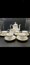 Tripitus 1800s German gold gilt and porcelain Complete Tea Set. One small chip on lid for the sugar 