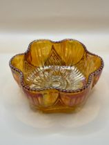 An original Amber Victorian carnival glass bowl excellent condition.