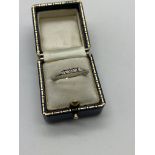 5 STONE DIAMOND RING SET IN 925 SILVER APPROX RING SIZE T