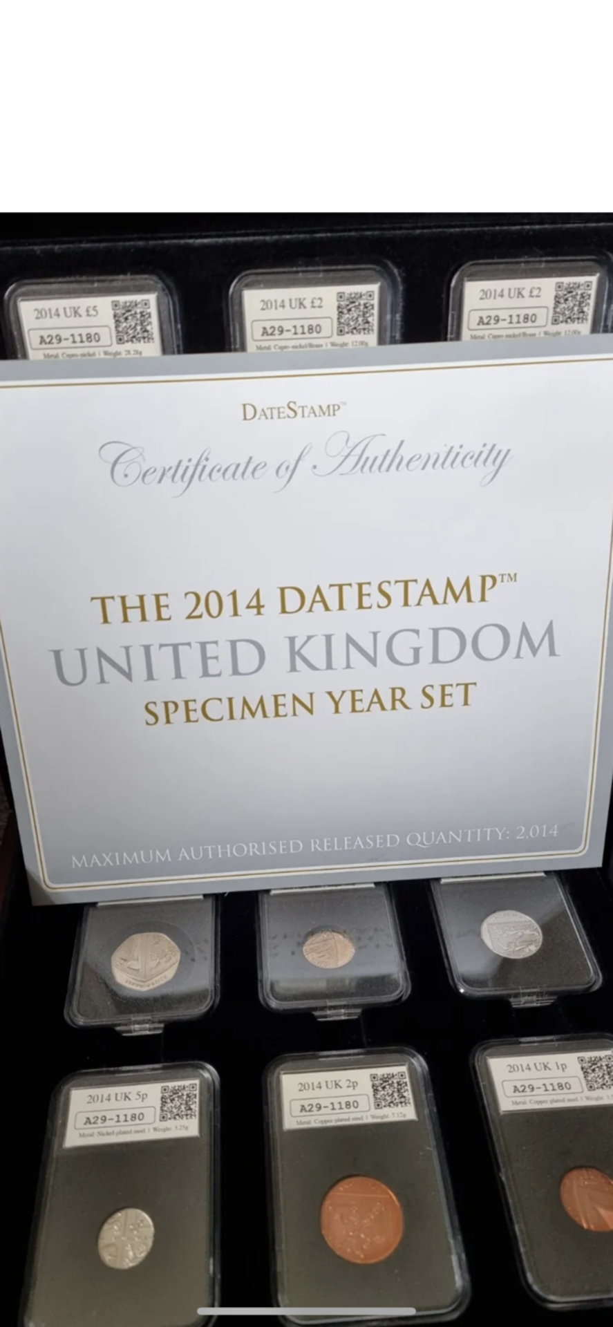 2014 DATESTAMP SPECIMEN COIN SET INC £5 COIN DOWN TO 1p - Image 2 of 2