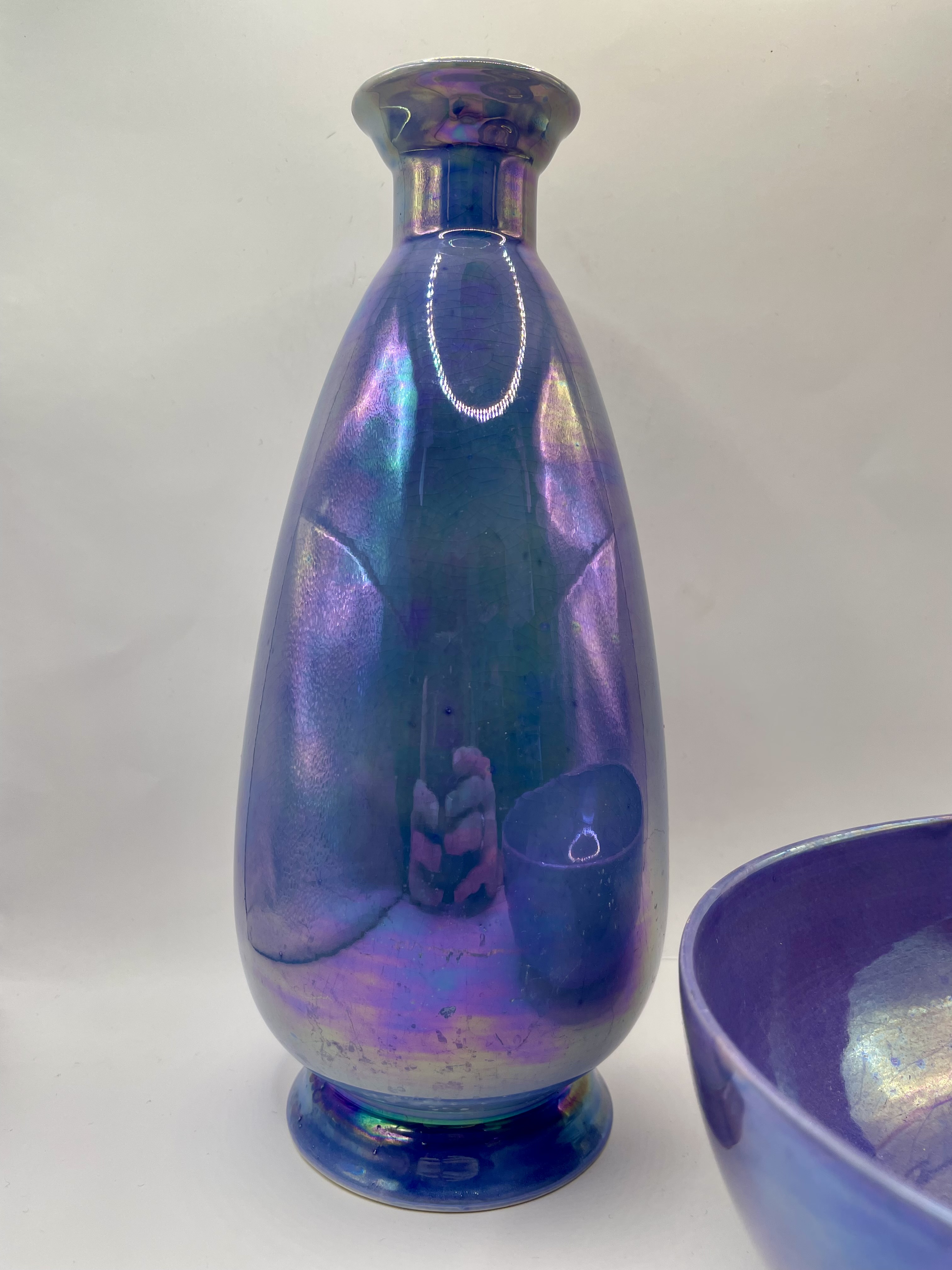 Two lovely Deep purple lustreware pieces Vase & Bowl  - Image 3 of 9