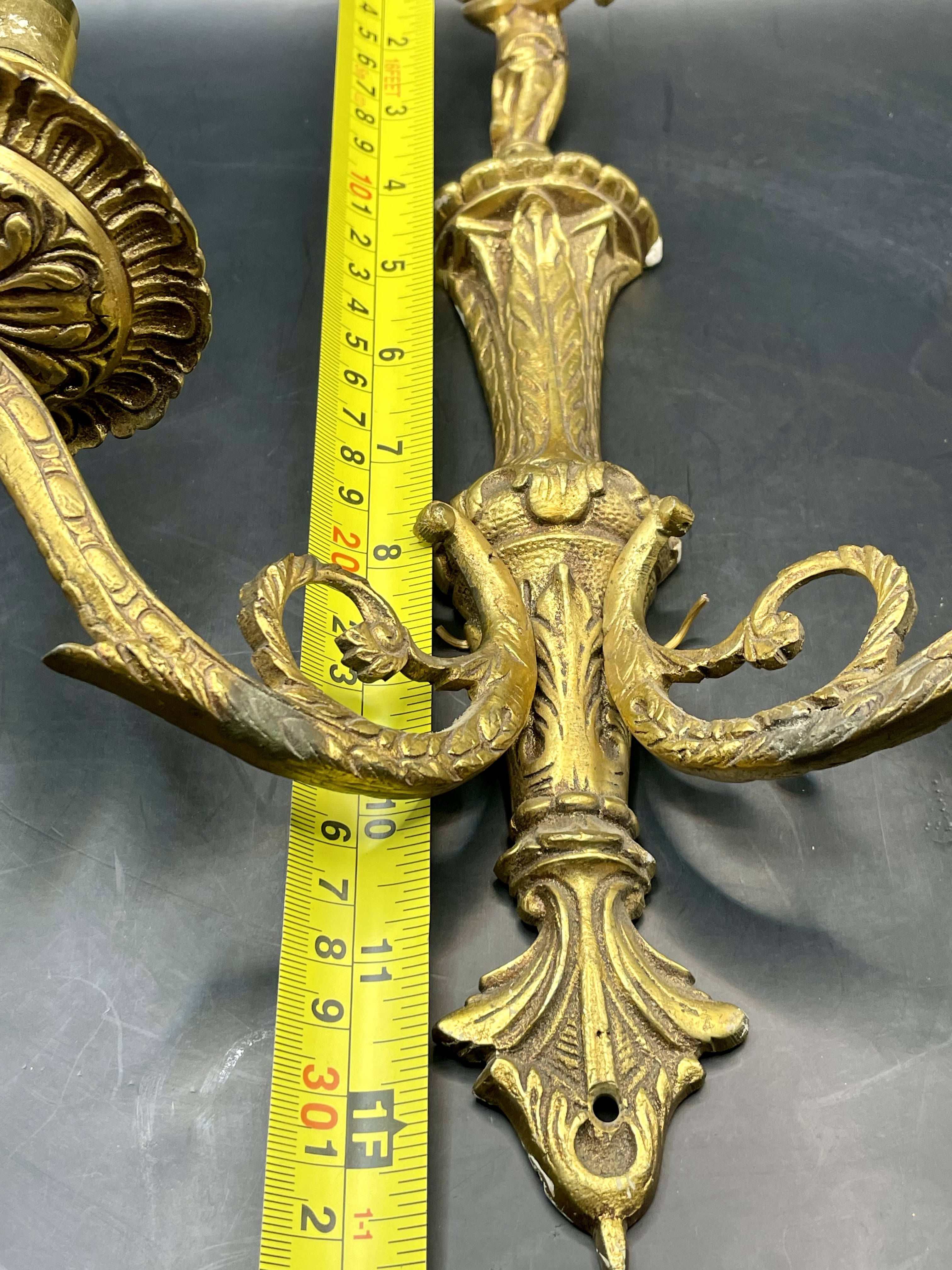 Stunning Ornate 1780-1820s Gold guild on bronze sconce with Georgian design  - Image 9 of 13