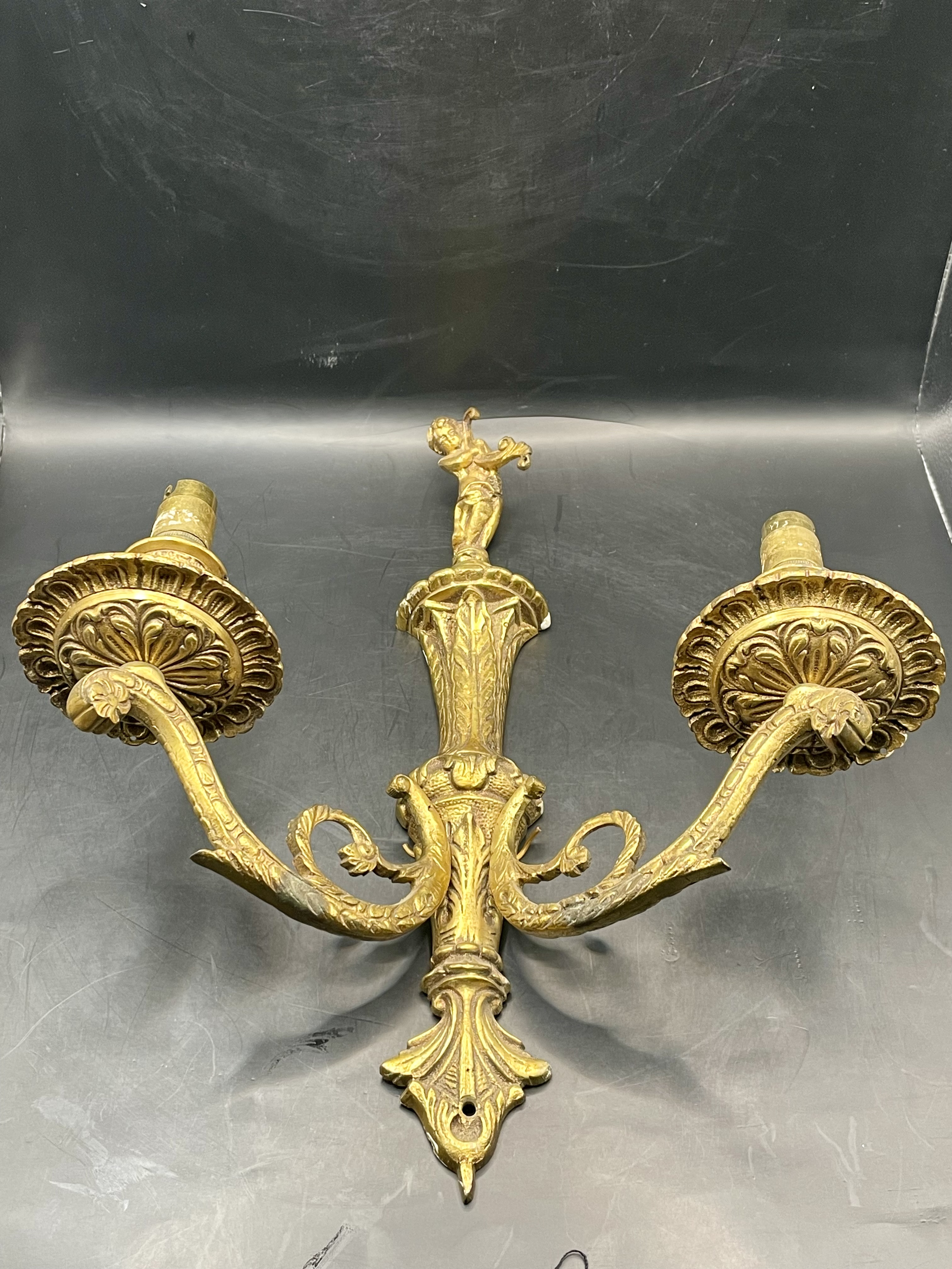 Stunning Ornate 1780-1820s Gold guild on bronze sconce with Georgian design  - Image 2 of 13