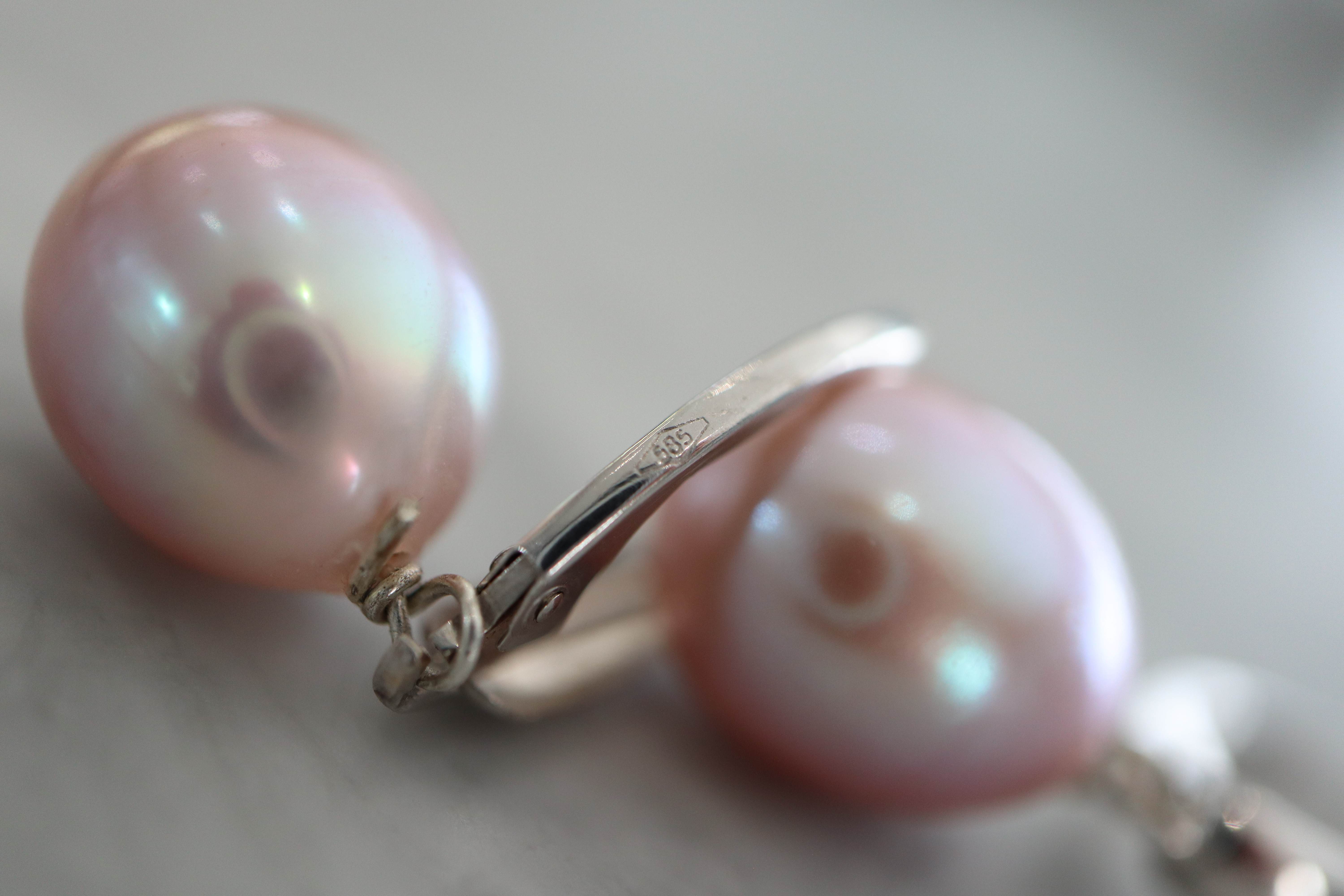 14K WHITE GOLD & PEARL EARRINGS - Image 3 of 3