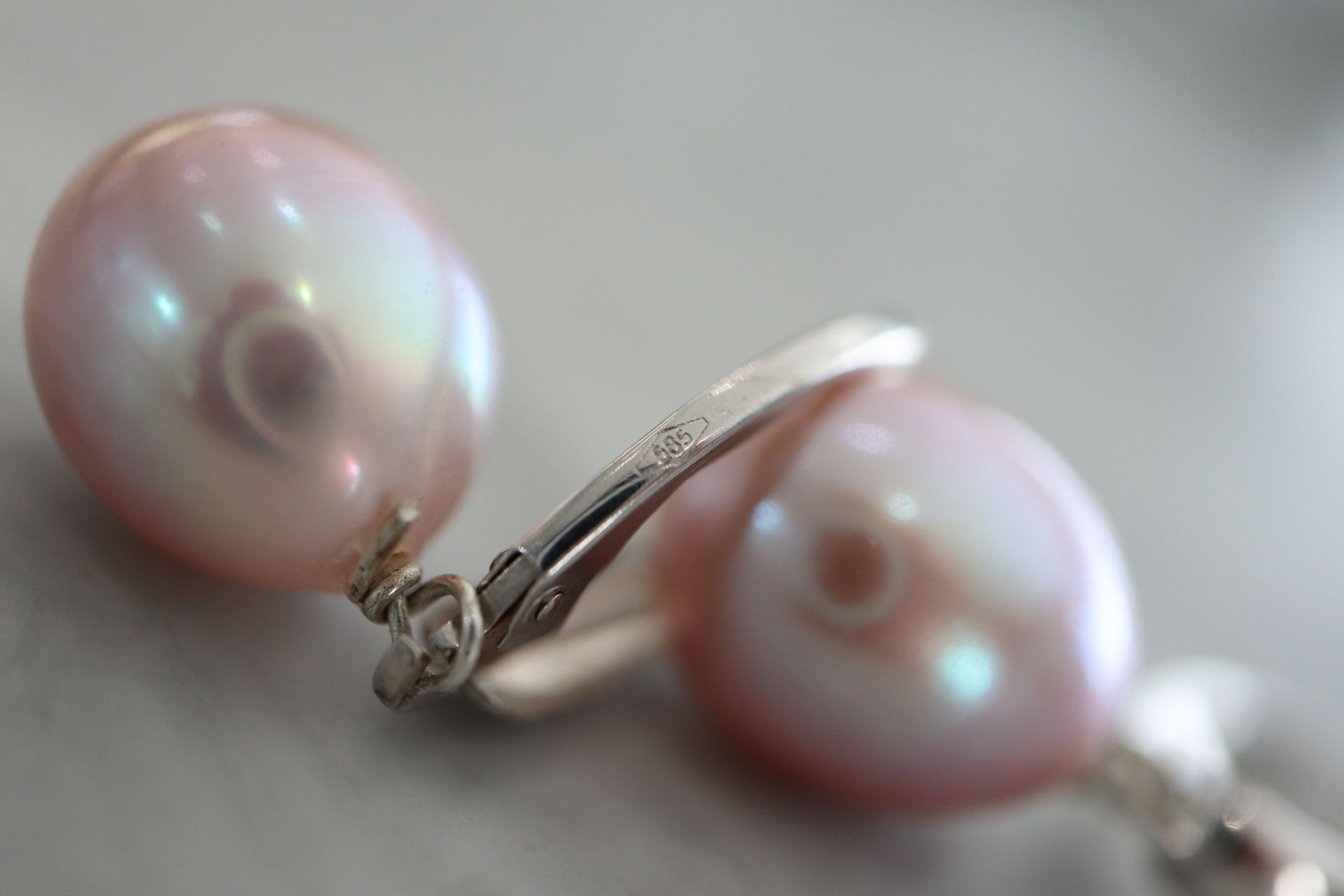 14K WHITE GOLD & PEARL EARRINGS - Image 3 of 3