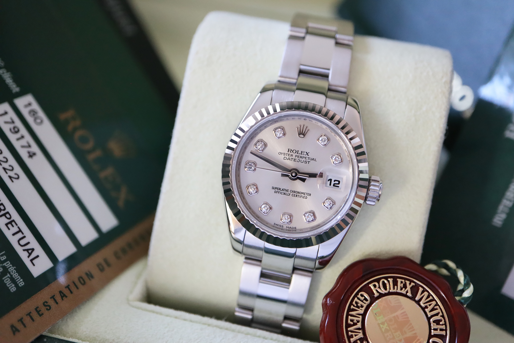 ROLEX *DIAMOND* DATEJUST (REF. 179174) *FULL SET* BOXSET, CARD, TAGS ETC! - Image 12 of 12