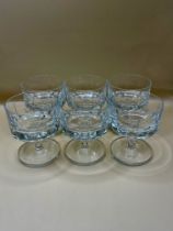 Six 1960s glass sherry glasses excellent condition.