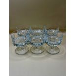 Six 1960s glass sherry glasses excellent condition.