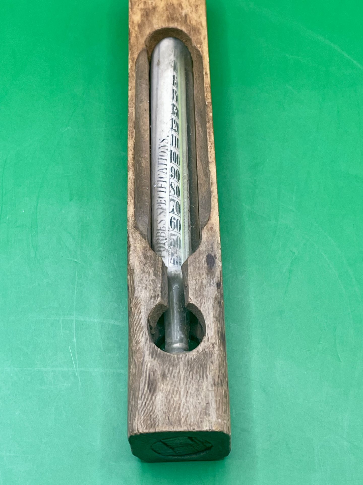 An antique bath wood and glass water thermometer.  Great condition.  - Image 7 of 7