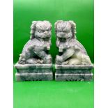 Antique Style Chinese Gray Solid Soapstone or Marble Foo Dogs - a Pair great condition. 