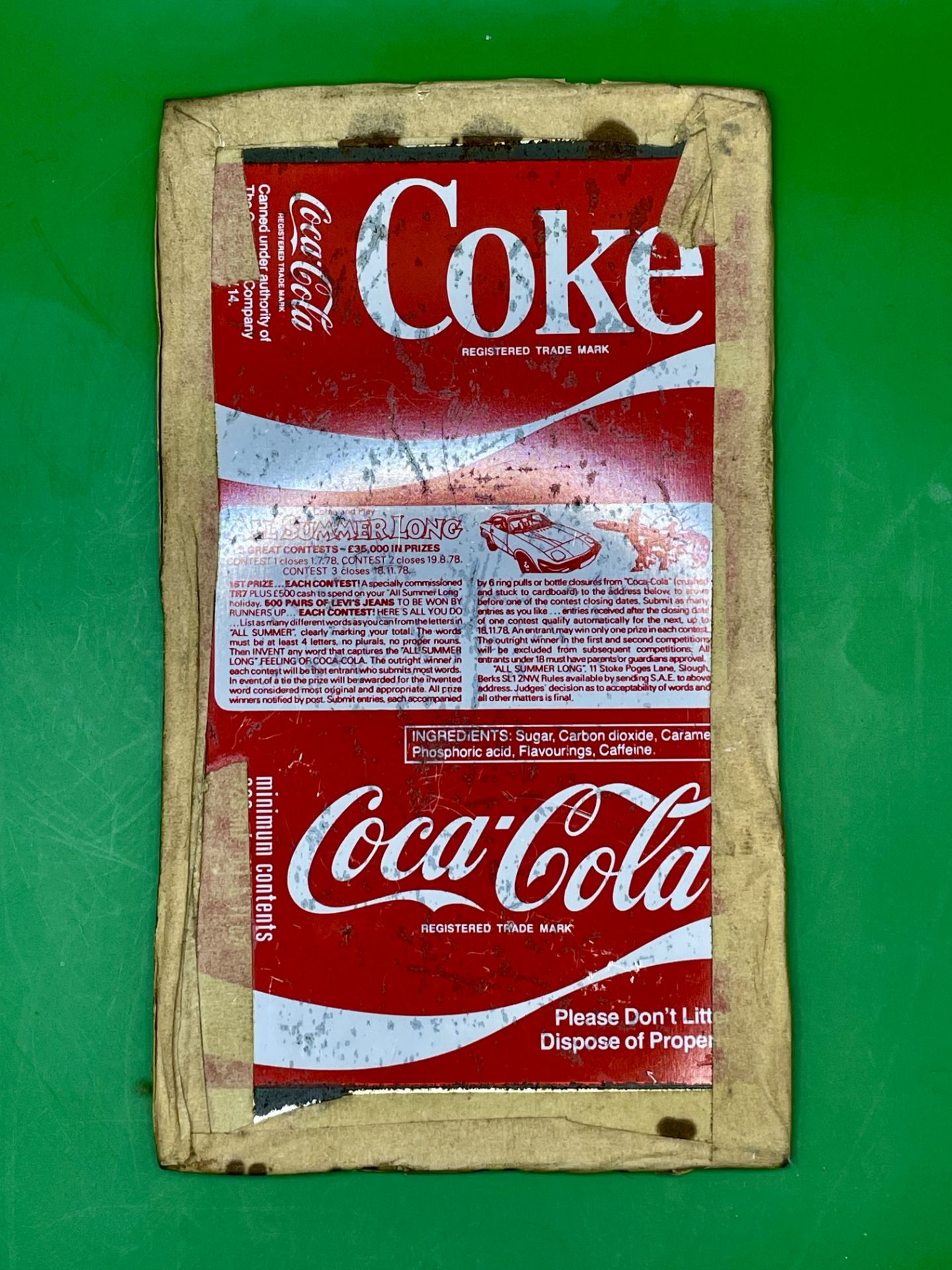 A very Rare 1978 Coca Cola flat pack can.  With a competition to win a triumph!! Name of the contest