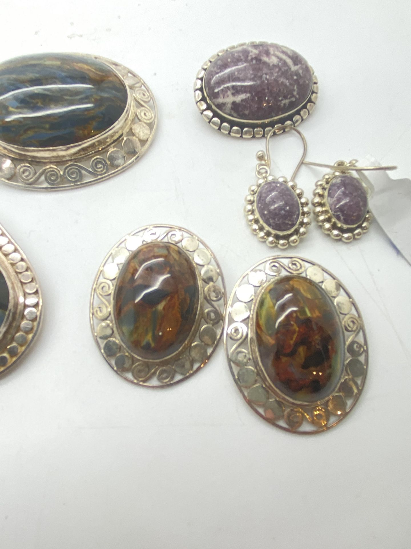 VARIOUS STONE SET 925 SILVER PENDANTS & EARRINGS - Image 6 of 6