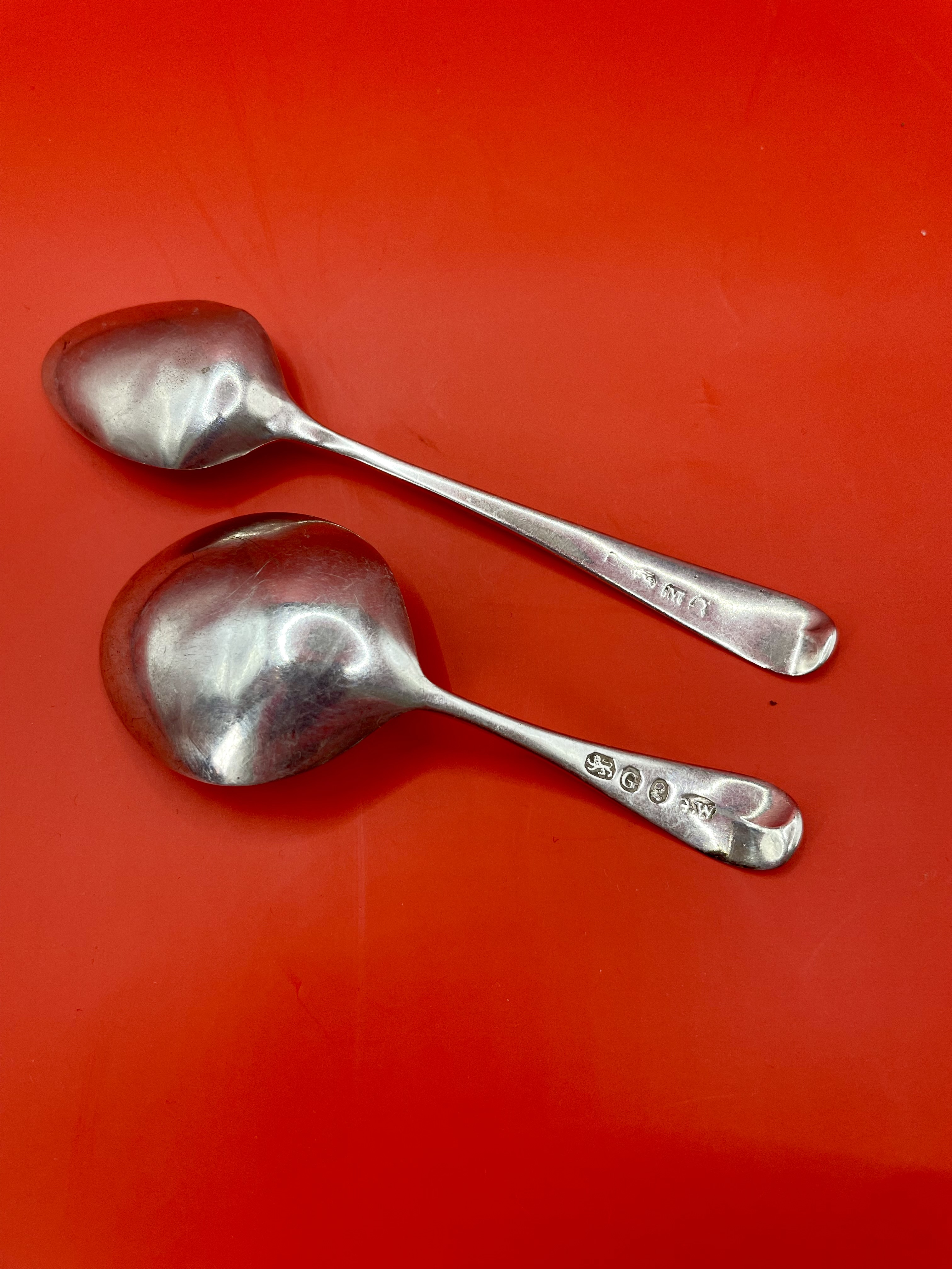 Two Georgian Silver Spoons with Georgian portrait mark. - Image 3 of 4