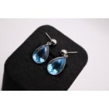 14K GOLD - BLUE TOPAZ EARRINGS