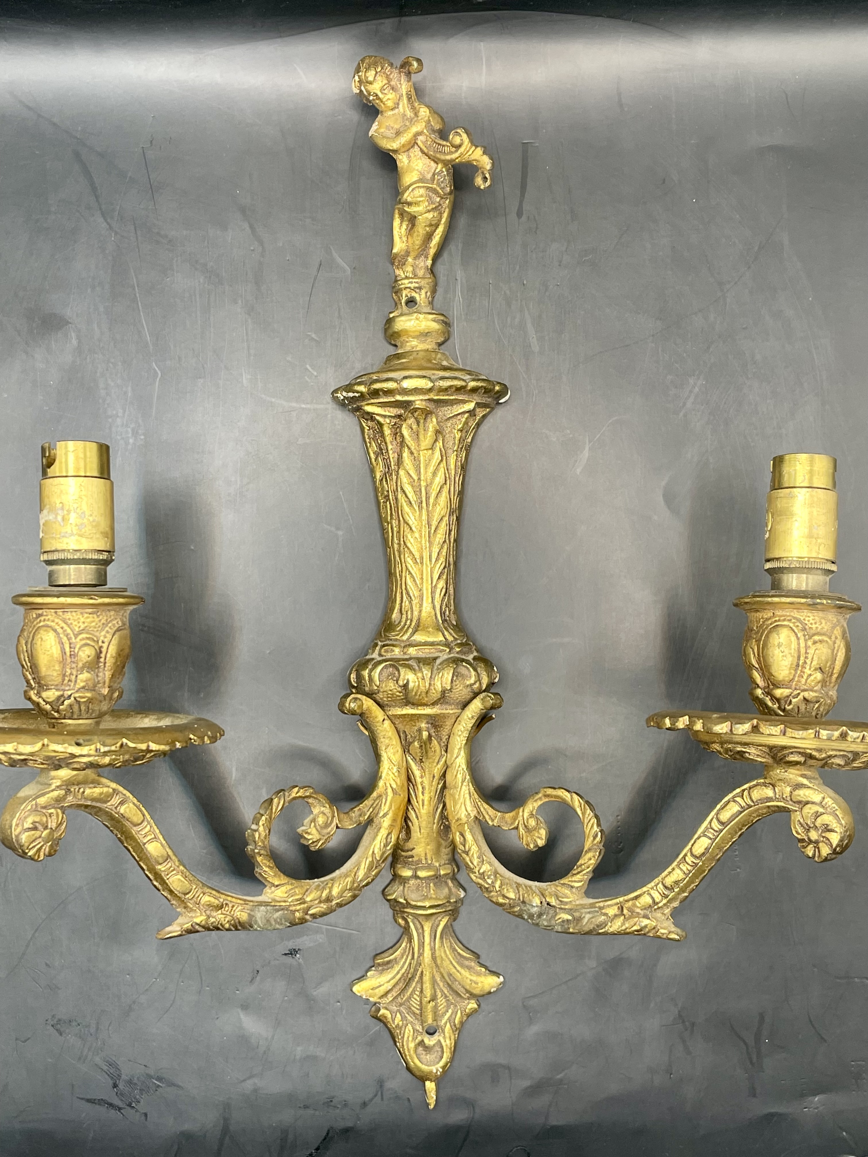 Stunning Ornate 1780-1820s Gold guild on bronze sconce with Georgian design 