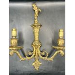 Stunning Ornate 1780-1820s Gold guild on bronze sconce with Georgian design 