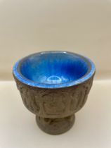 Rare Danish Bowl By Artist Michaal Andersen 1960s lovely goblet with great detail and blue ceramic b