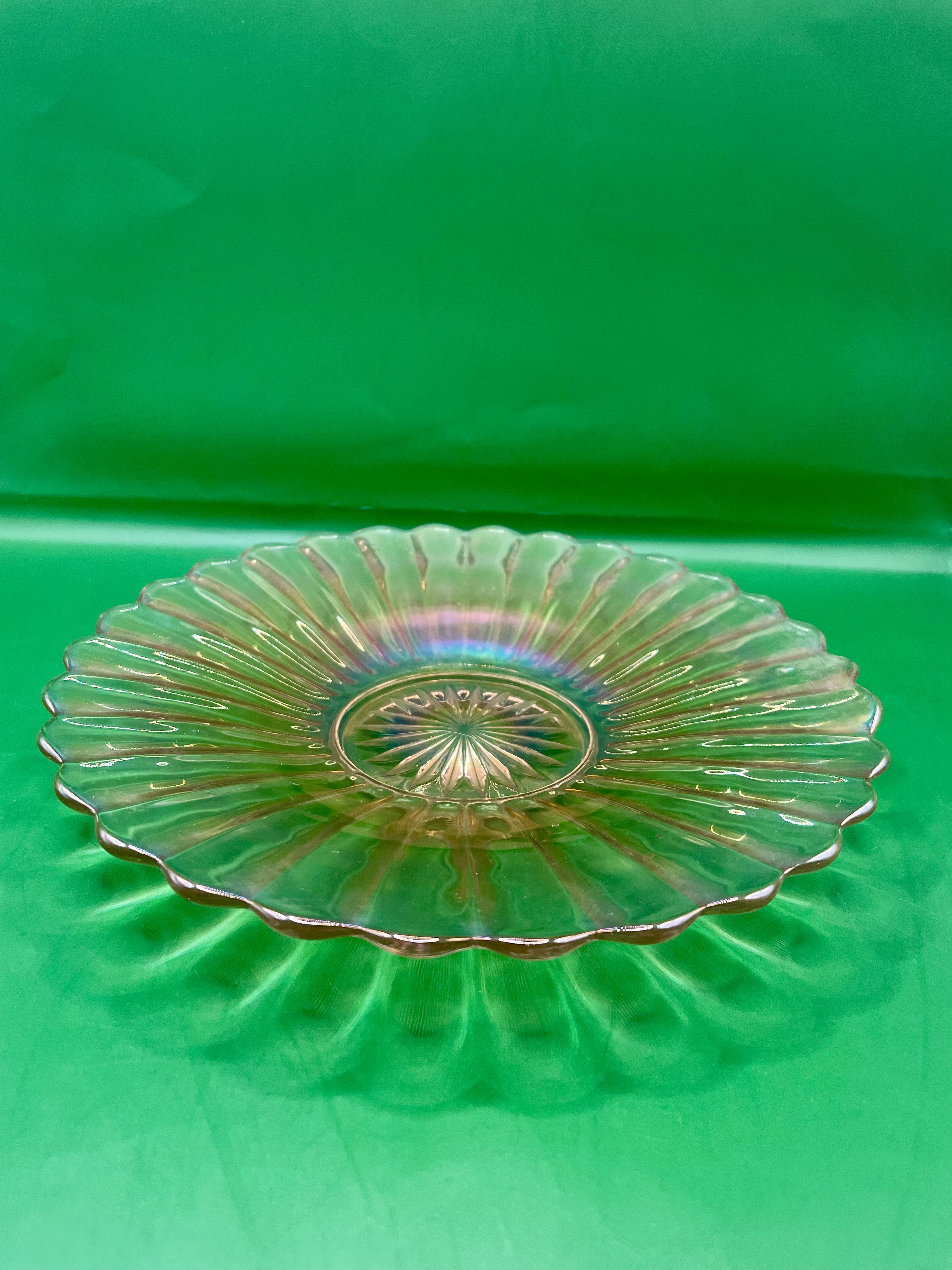 Victorian iridescent plate excellent condition, rainbow effect.  - Image 3 of 5