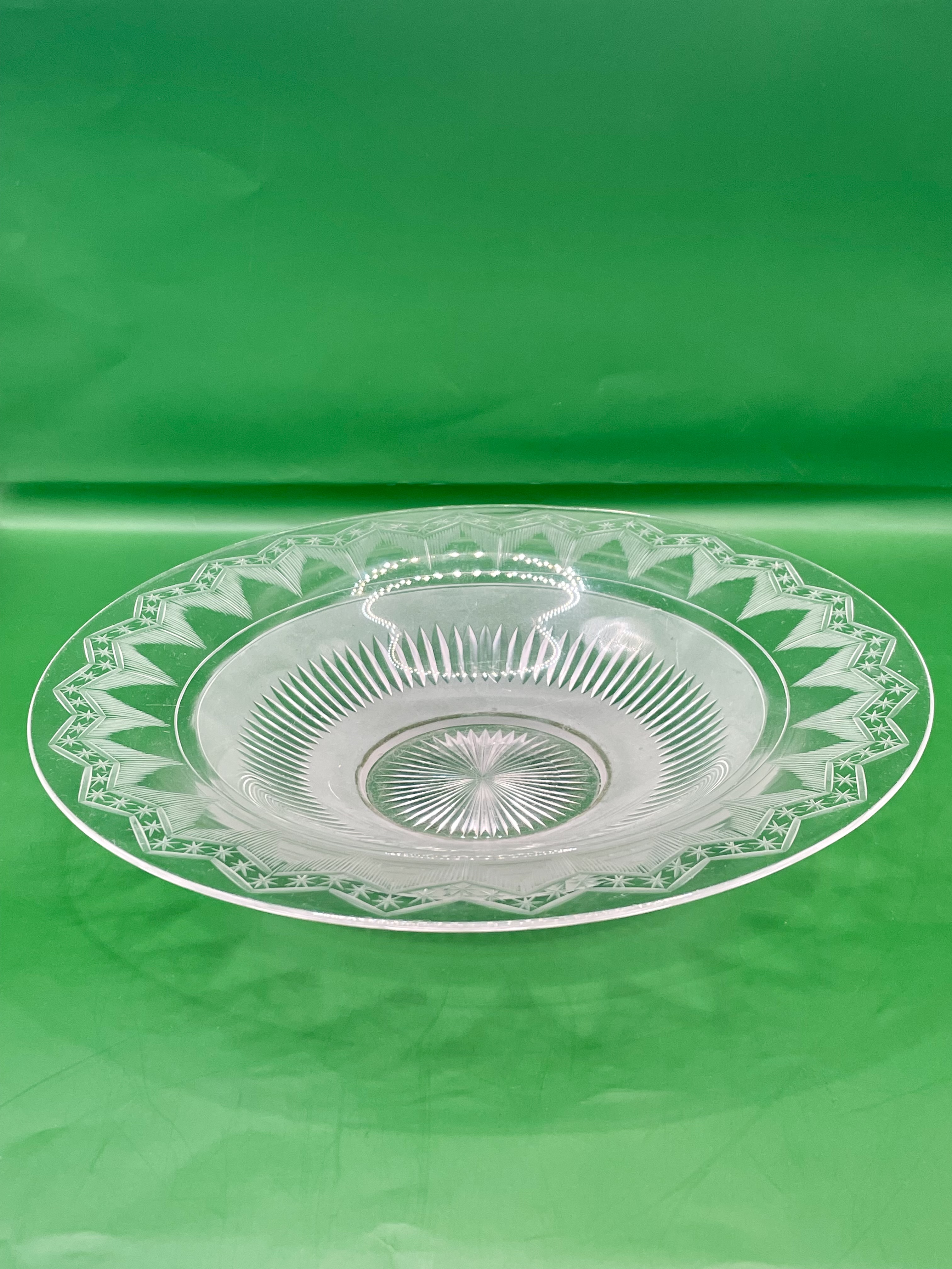 Victorian Etched glass bowl lovely condition rare item. 