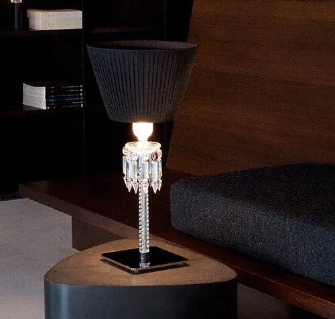 Baccarat Torch Crystal Table Lamp & Black Lampshade Arik Levy REF: 2603386 *NEW* - Image 2 of 4
