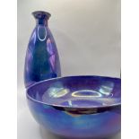 Two lovely Deep purple lustreware pieces Vase & Bowl 