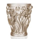 Lalique Crystal Bacchantes Vase Gold Luster Nude Women Height 24 cm REF:10547100