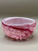 A lovely Murano small glass dish with swirl and white pattern.