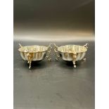 Antique Solid Silver Salt Dishes Fully Hallmarked .- JD over WD in lozenge for James Deakin & Sons J
