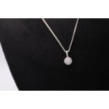 0.35CT DIAMOND PENDANT in 14K GOLD SETTING & CHAIN