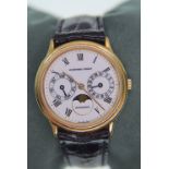AUDEMARS PIGUET AUTOMATIC MOVEMENT - MOONPHASE WATCH IN 18K YELLOW GOLD ON BLACK LEATHER AP BRANDED