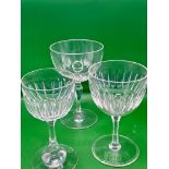 Set of three Victorian Wine glasses 1860s Cut glass. One has small chip to base please see photos. 