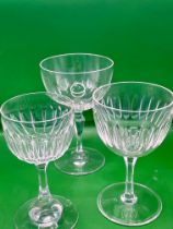 Set of three Victorian Wine glasses 1860s Cut glass. One has small chip to base please see photos.