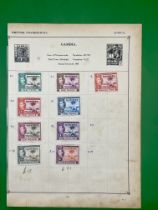 Page of rare Gambia Common Wealth stamps