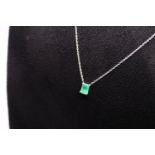 0.60CT EMERALD (EMERALD CUT) | 18K GOLD PENDANT & CHAIN