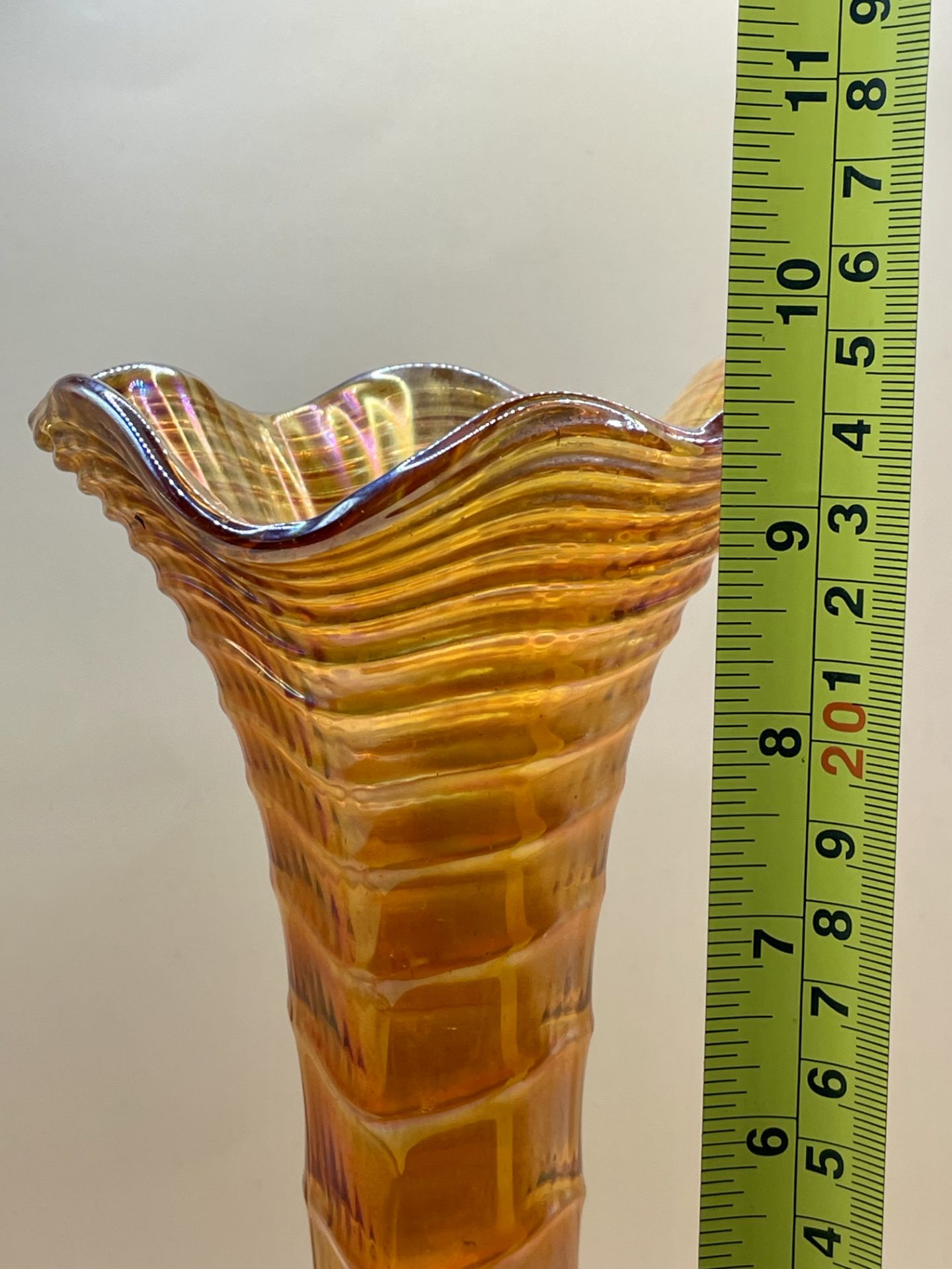 Tall Victorian Carnival Fentons Tall glass vase. Excellent condition.&nbsp; - Image 3 of 6