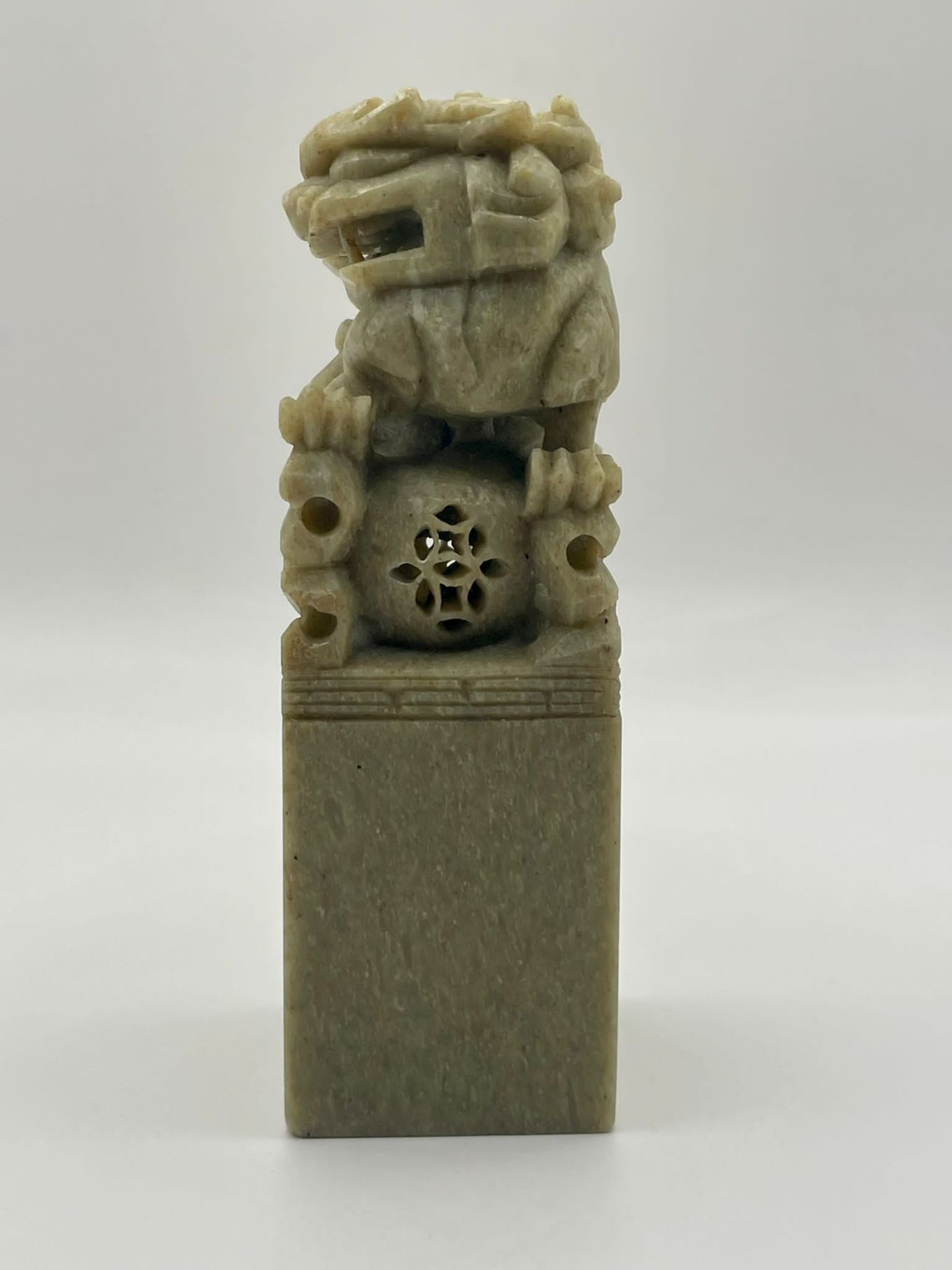 VINTAGE OLD CHINESE CARVED HARDSTONE 2 LIONS STAMP - Image 5 of 11