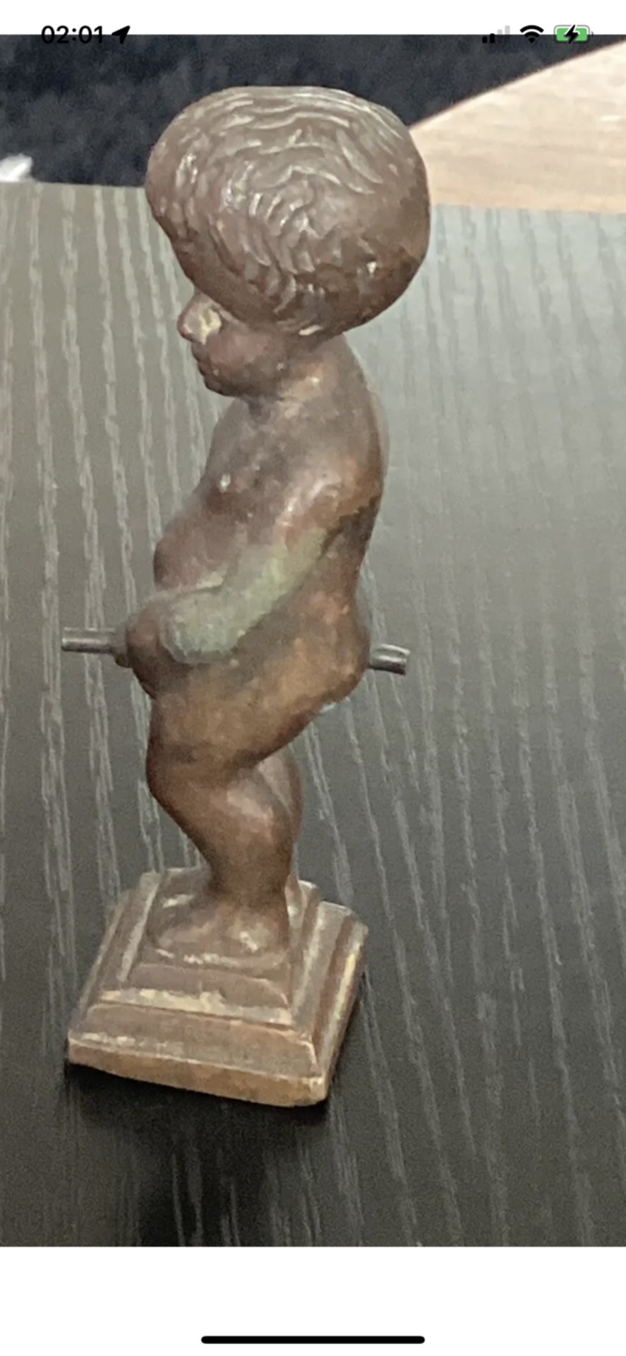 SMASLL ANTIQUE BRONZE CHERUB WITH SPOUT - Image 5 of 7