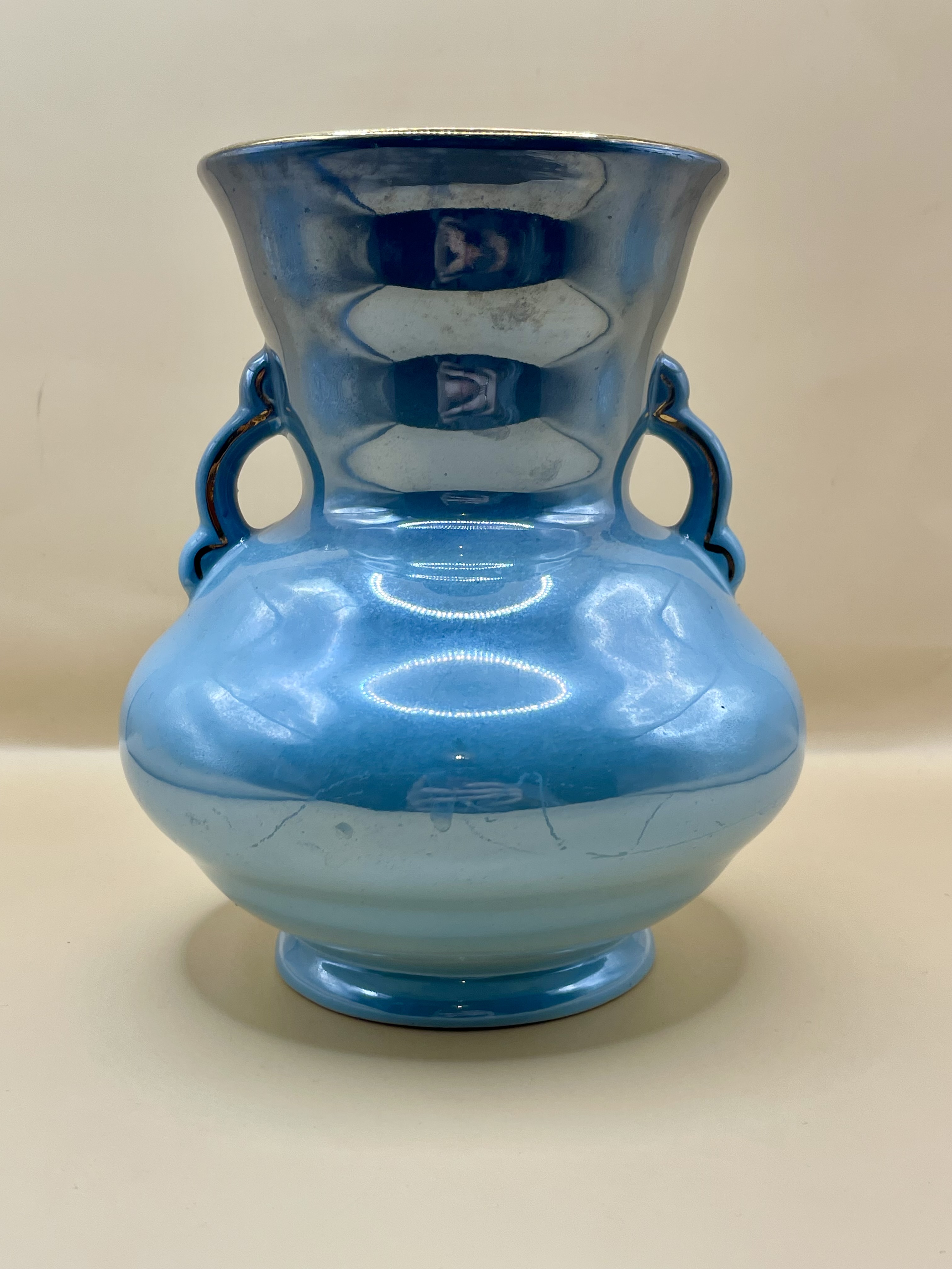 1950s Blue lustreware vase. - Image 3 of 5