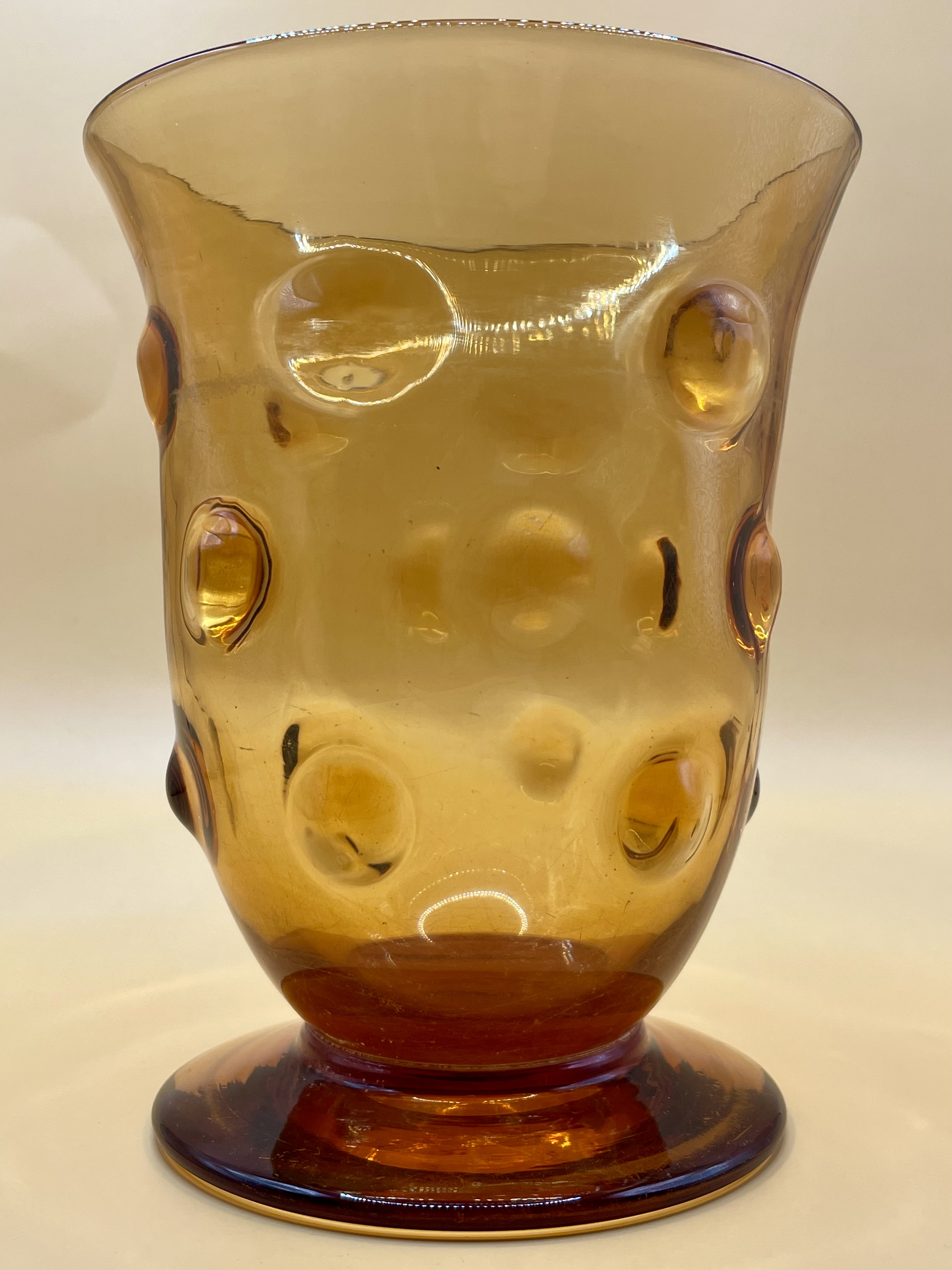 Thomas Webb, brown old English bulleye pattern vase, 1930s. Marked Webb England - Image 10 of 12