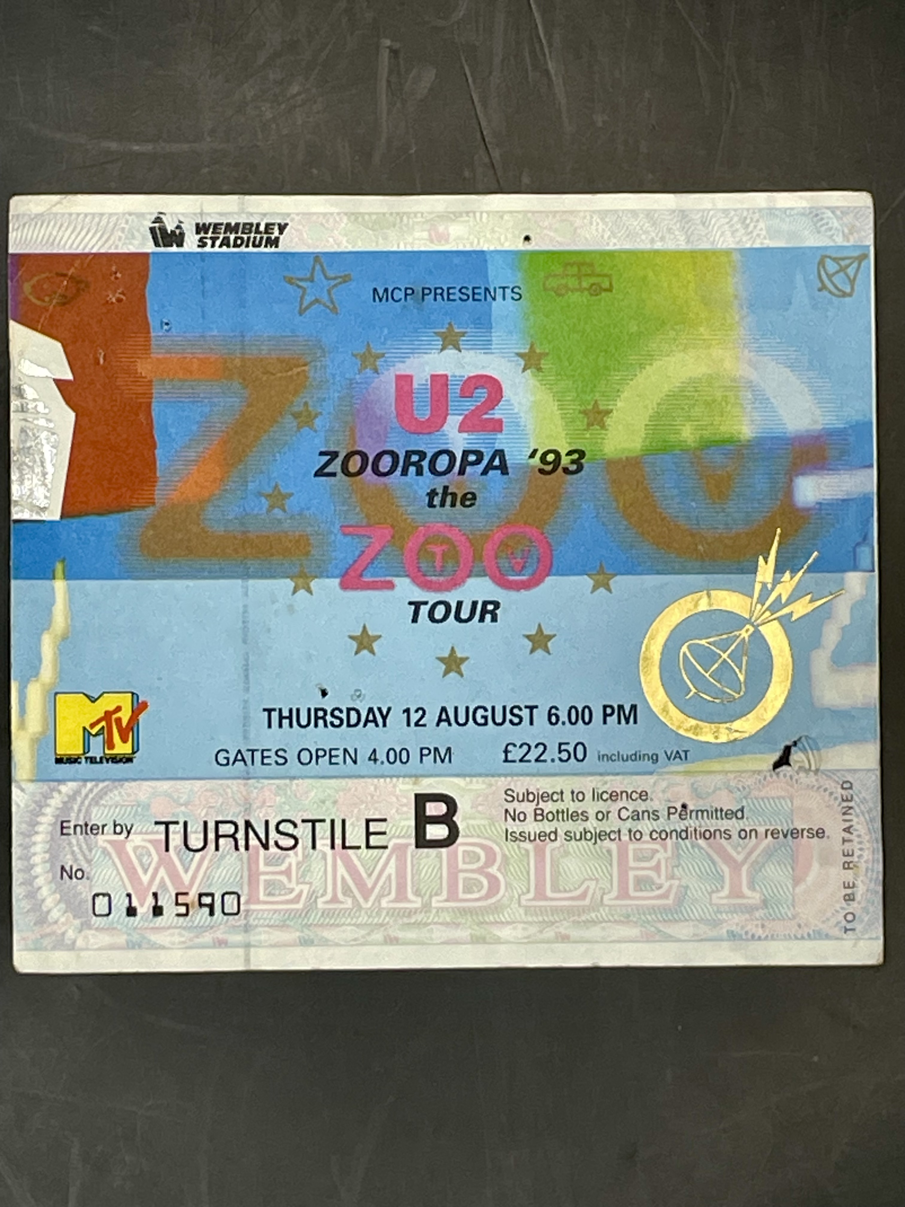 U2 ticket Zooropa 93 good condition