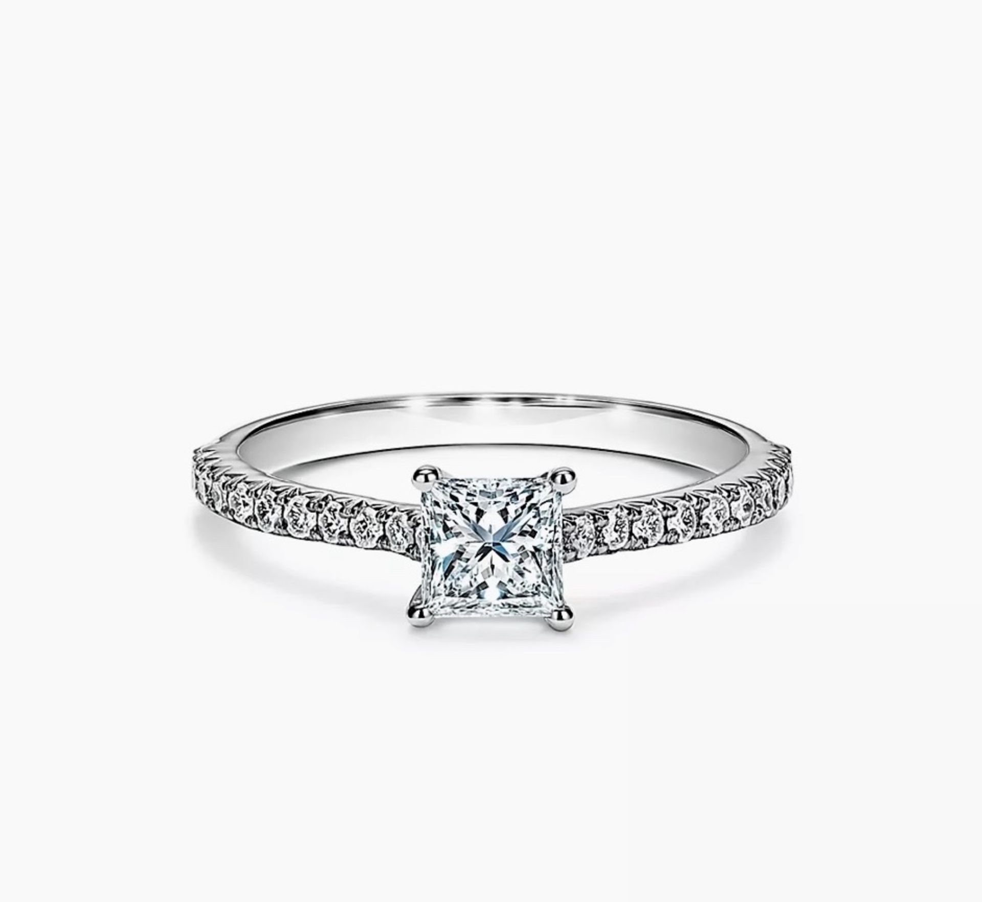 TIFFANY & CO. "NOVO" PRINCESS VVS1/F DIAMOND RING IN PLATINUM DIAMOND BAND (WITH BOX & CERTIFICATE) - Image 2 of 14