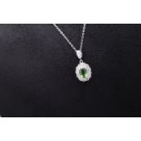 9k GOLD - PERIDOT & DIAMOND PENDANT / CHAIN