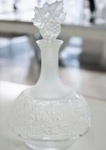 Lalique Versailles Decanter & Marble Base Numbered Edition Frosted Crystal Clear