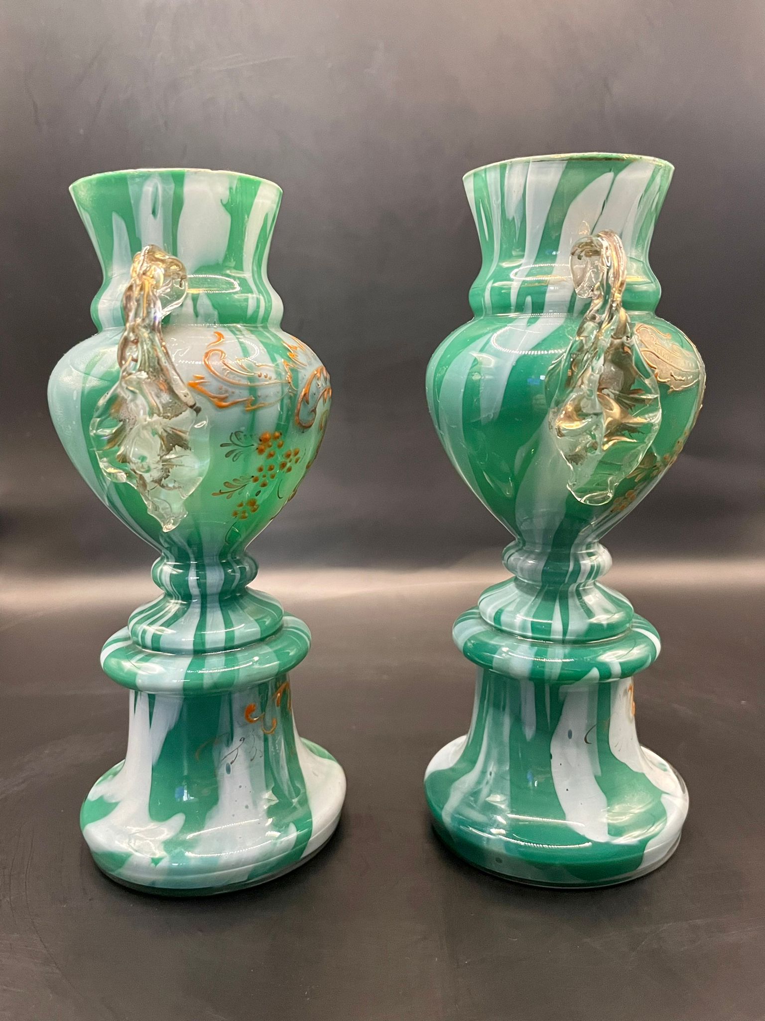 pair of antique Czech/bohemian glass vases which I believe are by franz welz, - Image 7 of 12