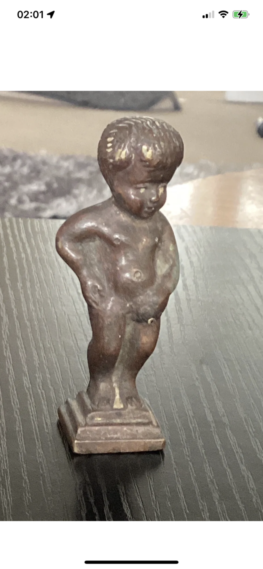 SMASLL ANTIQUE BRONZE CHERUB WITH SPOUT